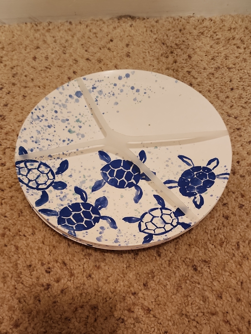 Kohl's Blue Turtle Melamine Dinner Plates, Set Of 4, New